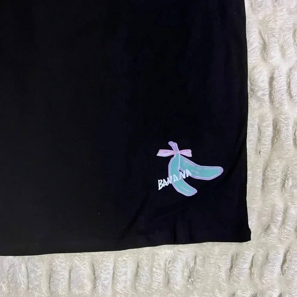 NWT MACYMCCOY Men’s Blue Banana Print Black T-Shirt